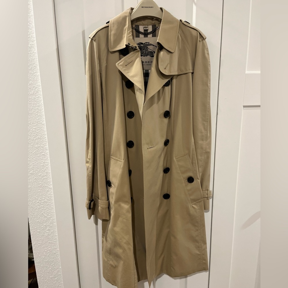 BURBERRY KENSINGTON GABERDINE SIGNATURE TRADEMARK TRENCH COAT